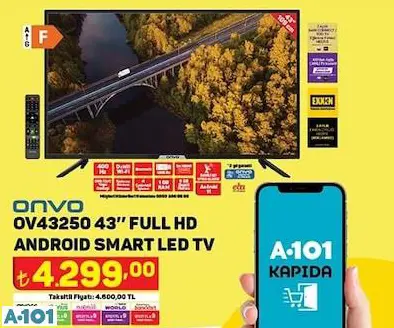 ONVO 43 FULL HD ANDROİD SMART LED TV TELEVİZYON